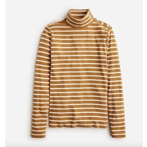 J. Crew Camel and White Striped Turtleneck Sweater
